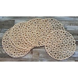 Round Straw Placemat Set of 8 NEW Cottage Farmhouse Shabby Chic Boho Hippie 15"